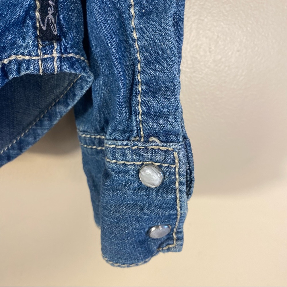 Seven7 Blue Denim Button Down Shirt - Picture 4 of 13